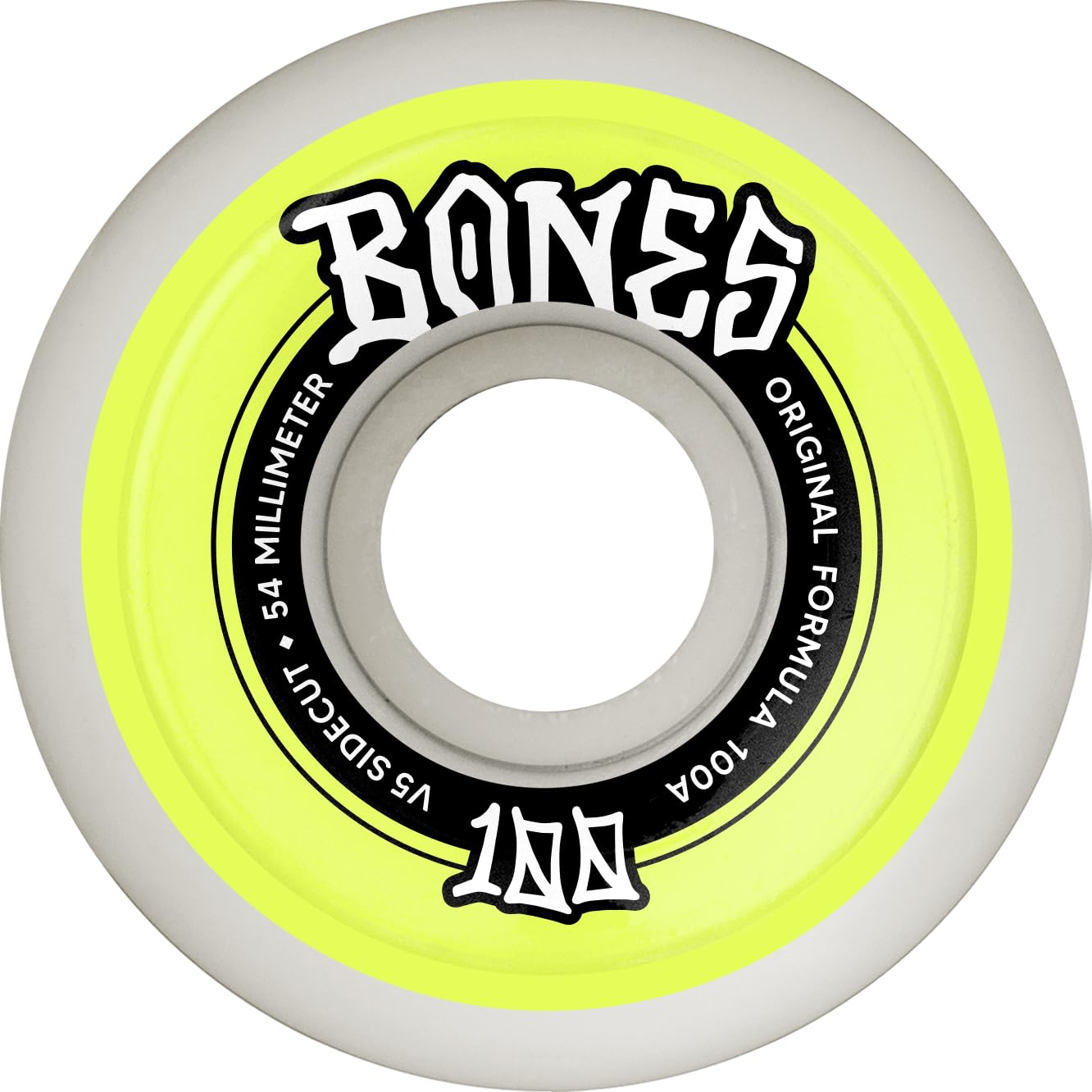 Bones Wheels OG Forumla Sidecuts 100's Roues de skateboard 54 mm 100 A V5 Sidecut, Blanc