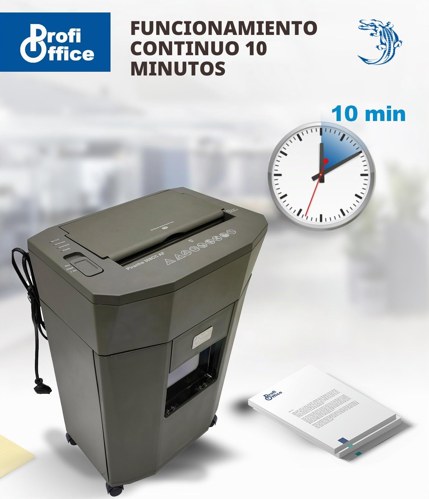 Trituradora de Documentos con Alimentación Automática 80 Hojas, Corte en Microcorte P-4, Contenedor de 14 litros y 4 Ruedas (91951)