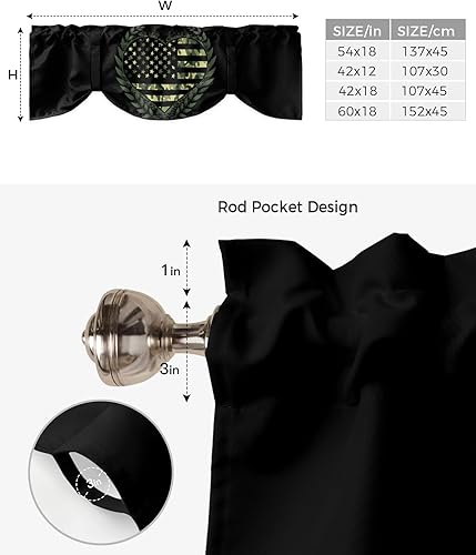 Miniatura 6 de zzsunfeel Cortina de cenefa con amarre de 42 x 12 pulgadas para ventanas, tratamientos de ventana ajustables de camuflaje para cocina, sala de