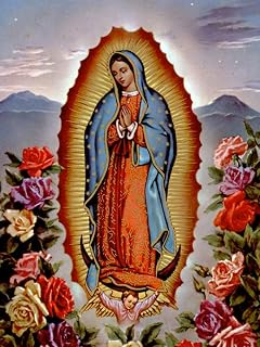 Round Full Drill Diamond Painting Set 5D DIY Virgin Mary Diamond Art Painting by Numbers Virgin Mary Prayer Diamond Art Kits with Diamonds Dots for Adult Room Decor (12X16 inches)
