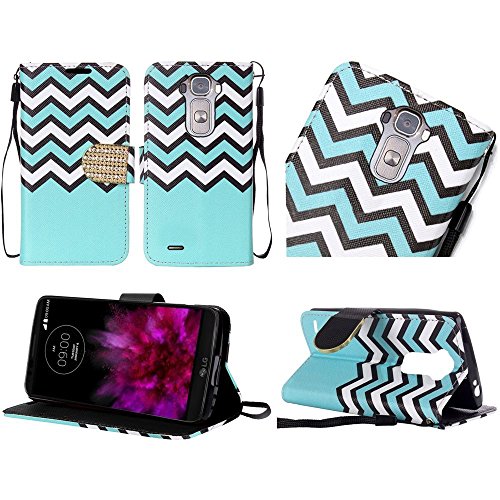HR Wireless Carrying Case for LG G Flex 2 - Retail Packaging - Sky Blue Chevron