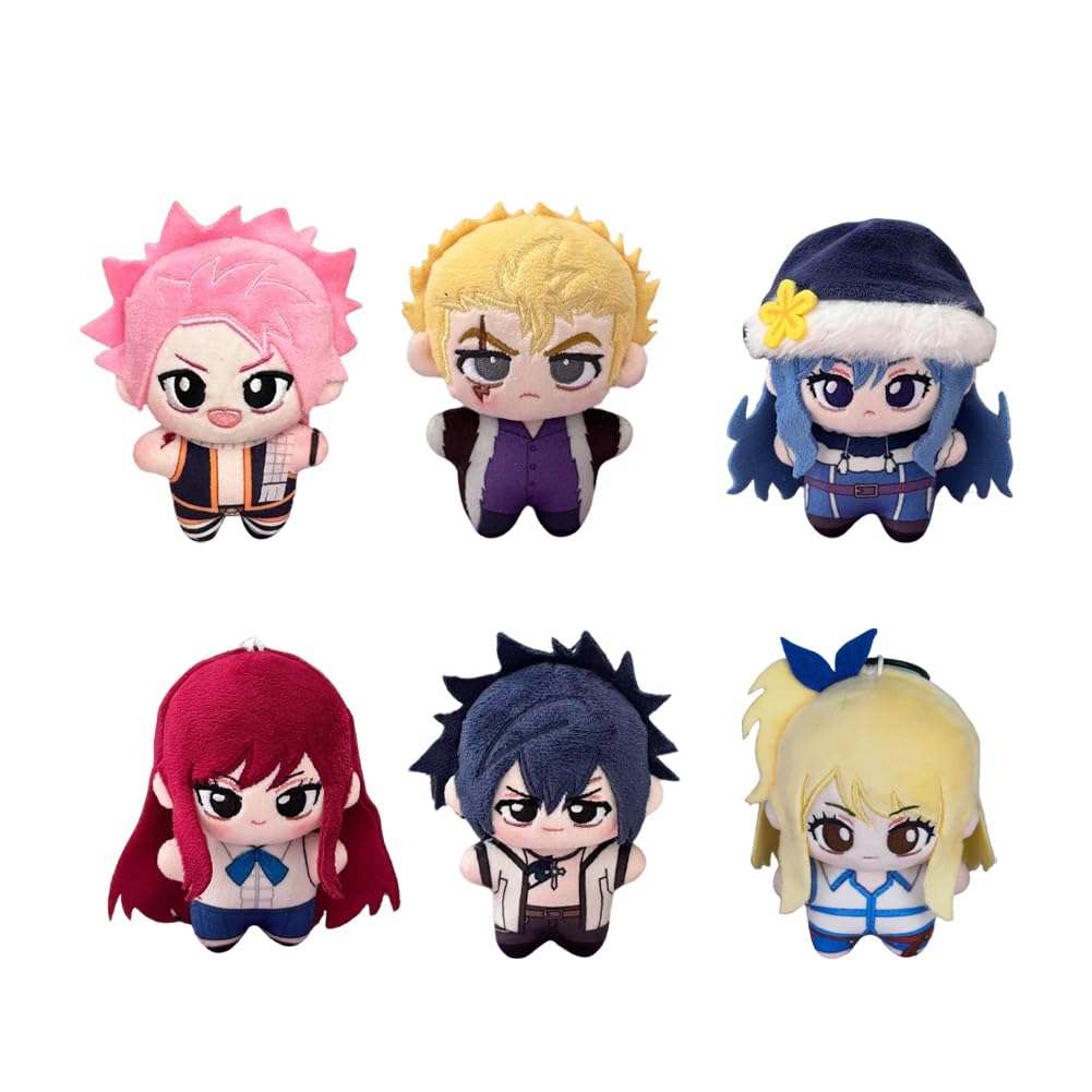 Zhongkaihua Natsu/Lucy Heartfilia/Erza Scarlet Plush Pendant Anime Merch Figurine Soft Stuffed 10CM Cute Anime Chain Pendants Bag Backpack Decorations Collection