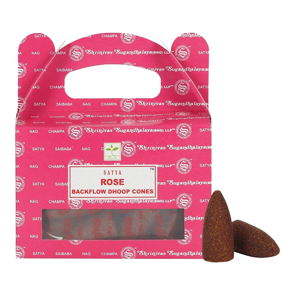 ETHNICITI Satya Genuine Nag Champa Backflow Incense Cones - 24 Cones 1 Pack (Rose)
