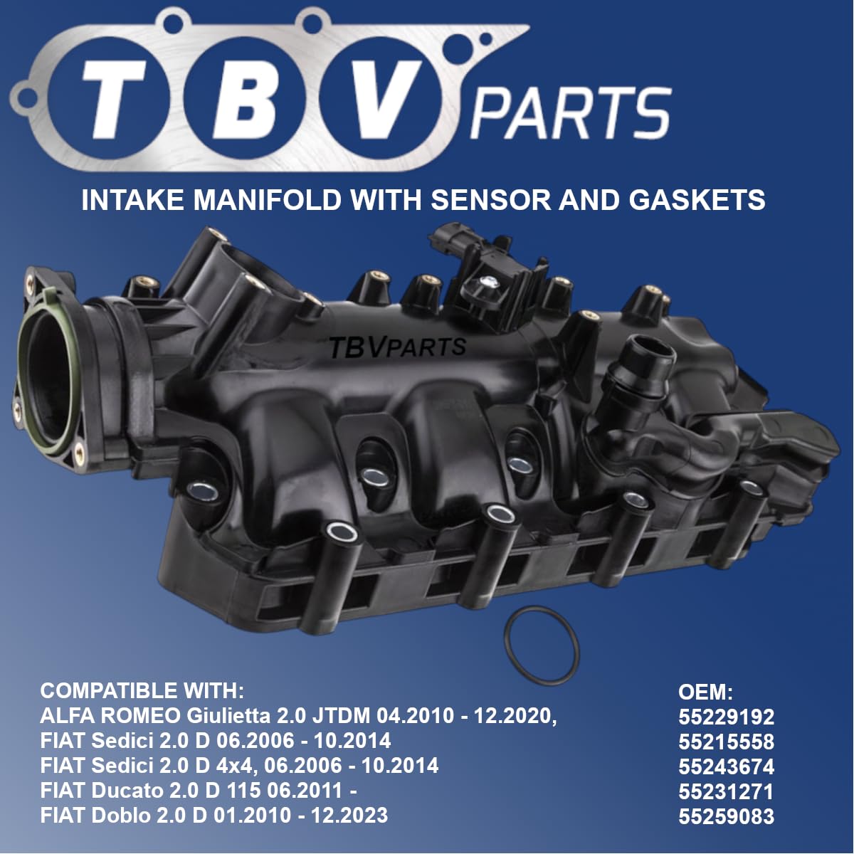 Collecteur d’admission compatible avec Fiat, Alfa Romeo et Suzuki 2.0 JTD / 2.0 Multijet – Références : 55215558, 55229192, 55231271, 55243674, 55259083, 802009463707