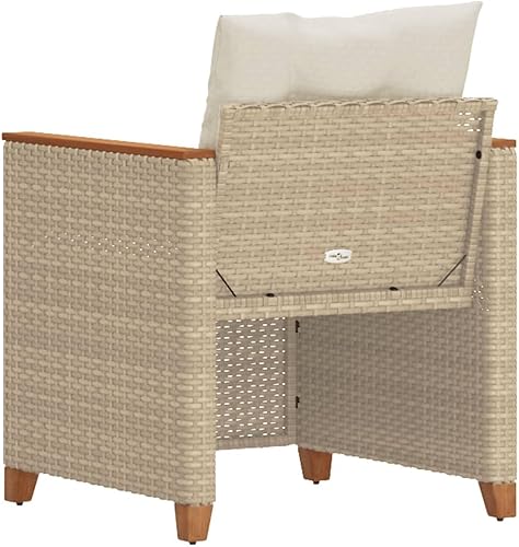 Miniatura 6 de Patio Chair with Cushions Beige Poly Rattan Backyard Chairs Outdoor Chairs Sillas para Comedor Garden Chair for Terrace Picnic Study Beach