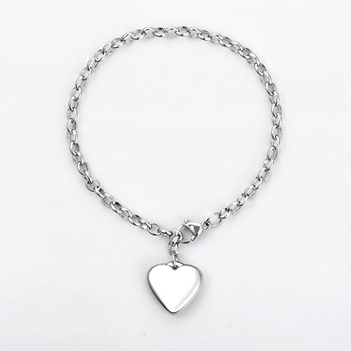 Miniatura 3 de Pulsera de acero inoxidable con dije de letra inicial de la A a la Z para mujer, con corazón del alfabeto y 26 letras para regalo de cumpleaños
