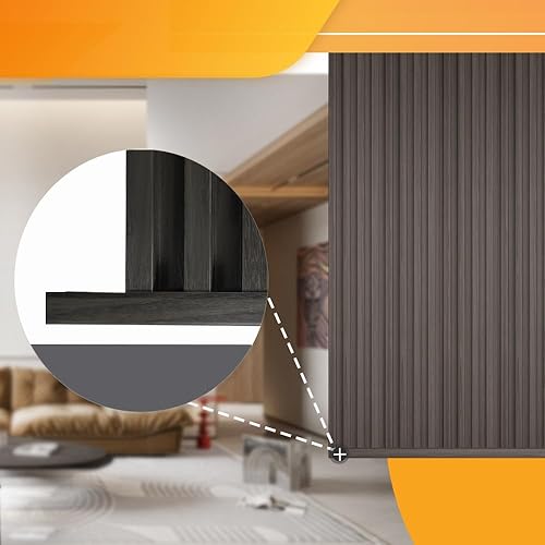 Miniatura 28 de OUZUGIE WPC Paneles de Pared de Lata Acústica, Paquete de 8 Paneles de Pared 3D de 96 x 6 Pulgadas para Decoración de Paredes Interiores, Sala de