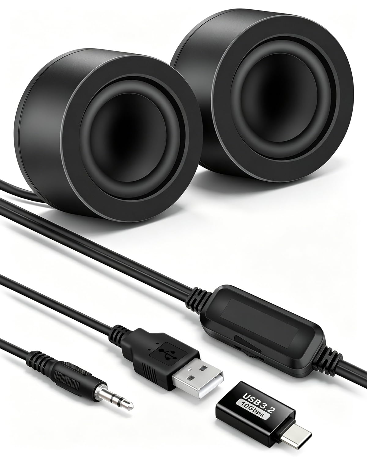 USB Powered Mini Computer Speakers, 6W Small Wired Desktop Speakers with 3.5mm Aux Input & Volume Control,Plug and Play PC Speakers for Laptop Monitor MP3 Phone(1.3M/4.3FT)-image-42