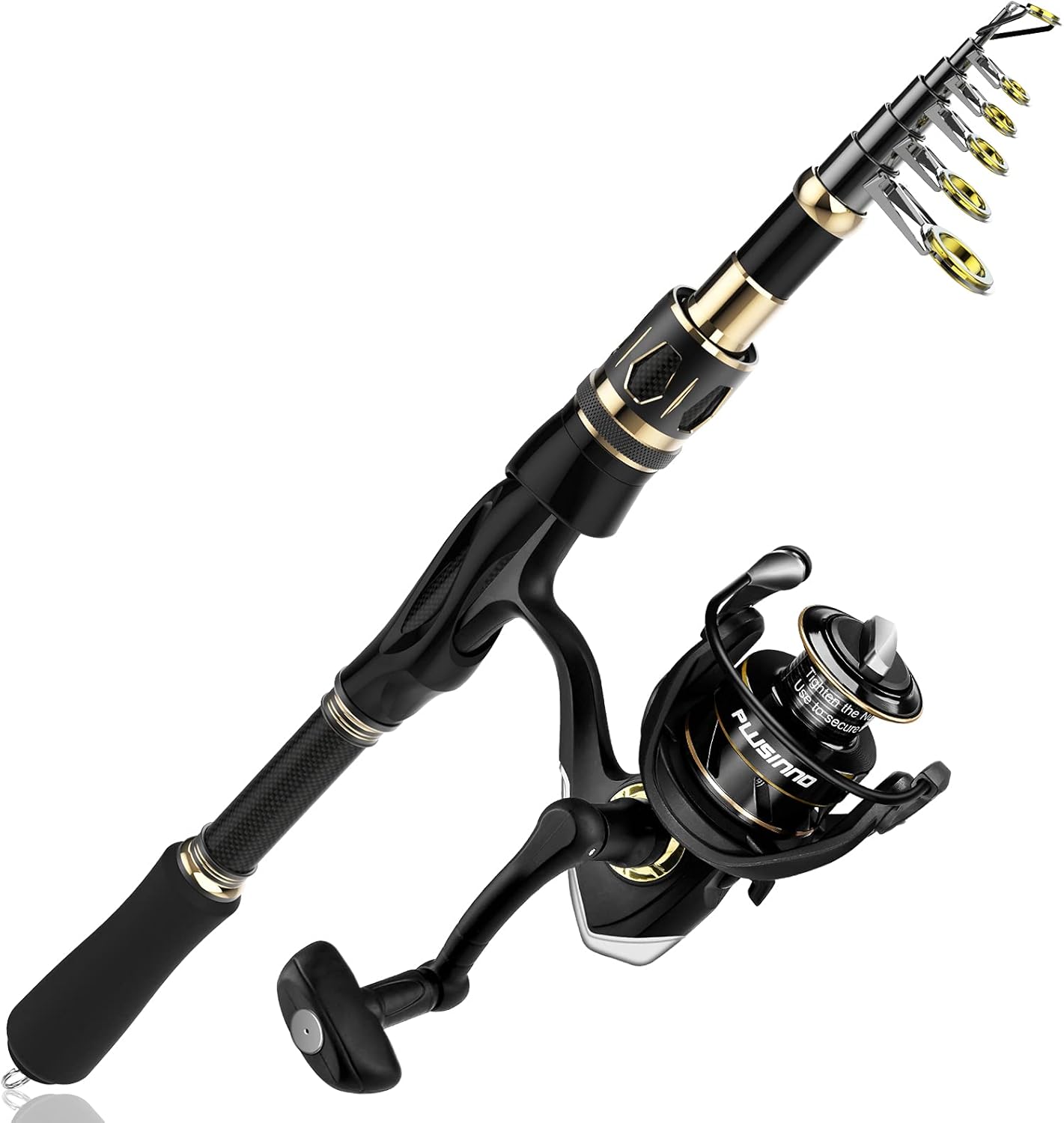PLUSINNO Fishing Rod and Reel Combos Set, Telescopic Fishing Pole with Spinning Reels, Carbon Fiber Fishing Rod for Travel Saltwater Freshwater Fishing : Sports & Outdoors