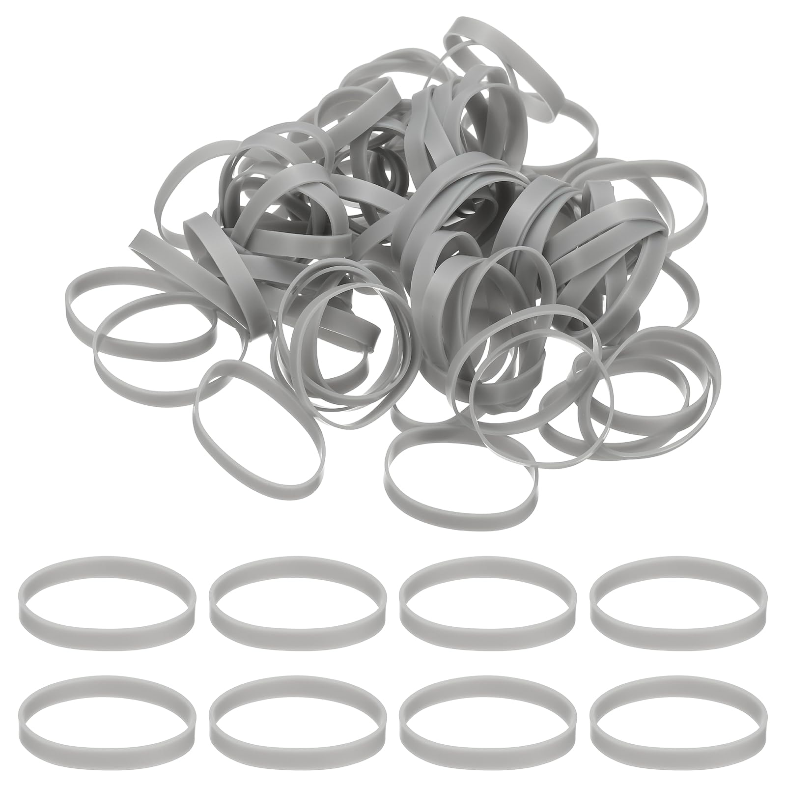 PATIKIL 250Pcs Silicone Cable Ties, 30mm Heavy Duty Small Strong Rubber Bands Silicone Rubber Bands for Cord Management Home Office Organization, Gray(47x5x0.7mm)