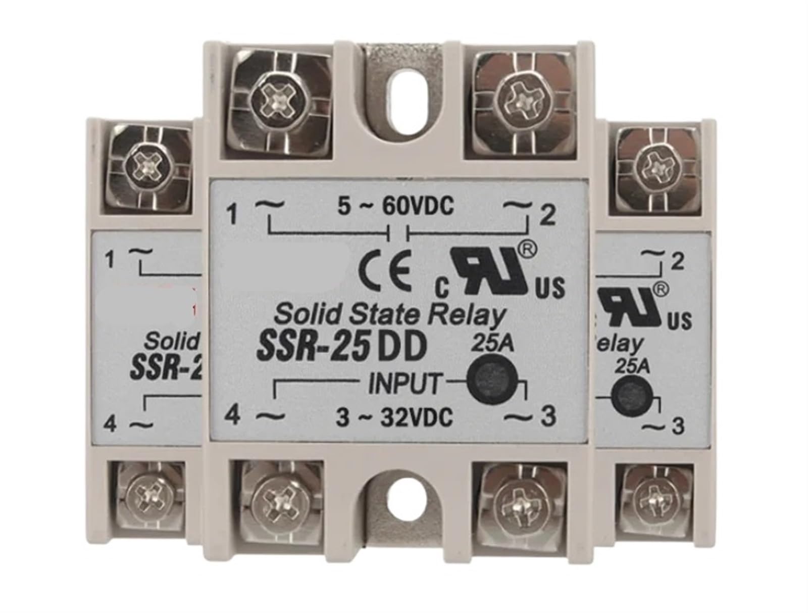 DSZUJTYROP 25A SSR-25DD SSR Relay,Input 3-32VDC Output 5-60VDC