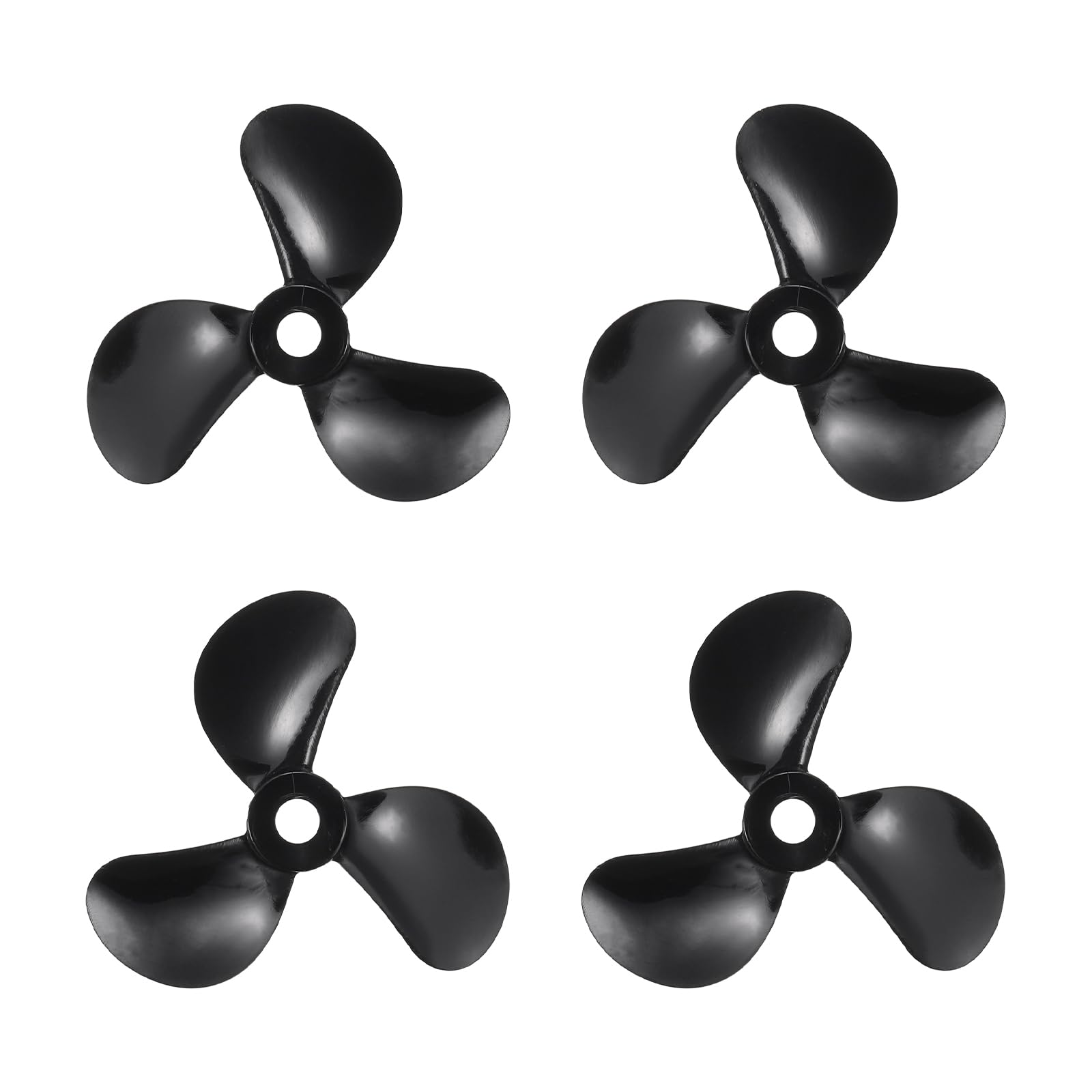 sourcing map 2Set RC Boat Propeller, 3 Blades Propellers 3mm Hole Dia 32mm OD CW Clockwise Rotating Drill Propeller for RC Boat Hobbies, DIY Ship Model, Black