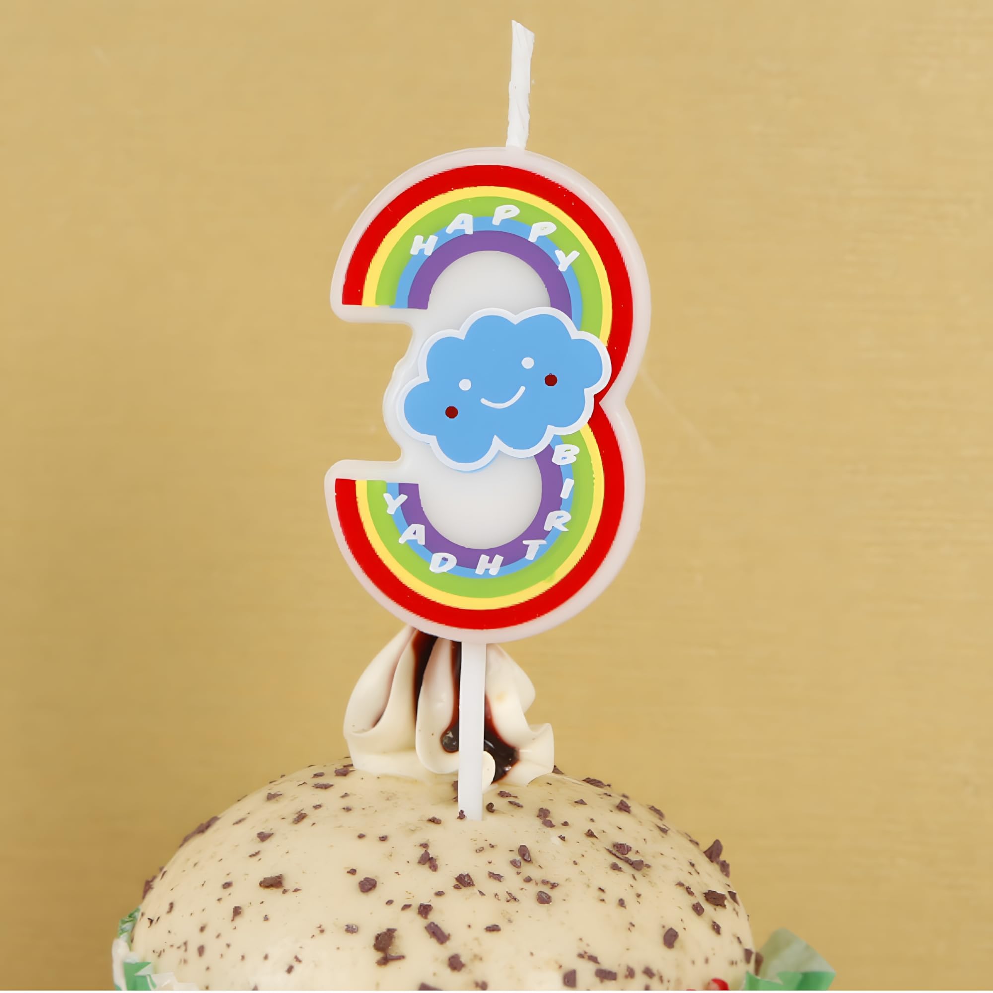 Juzfun Birthday Number 3 Candles Unicorn Cake Decoration Third Year Wedding Anniversary Celebration Size - Height 5 CM x Width 3 CM