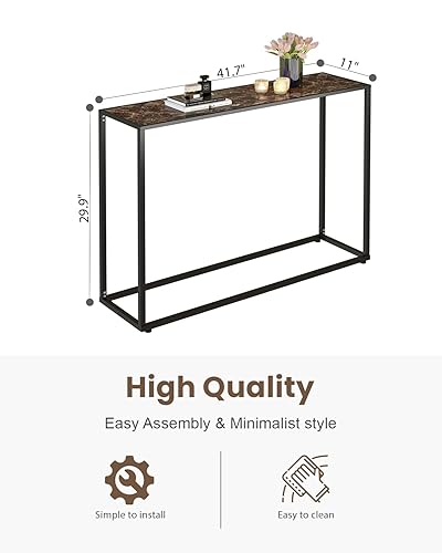 Miniatura 3 de Recaceik Mesa de consola para entrada, moderna mesa de entrada de mármol sintético, mesa de sofá estrecha ajustable para vestíbulo, entrada,