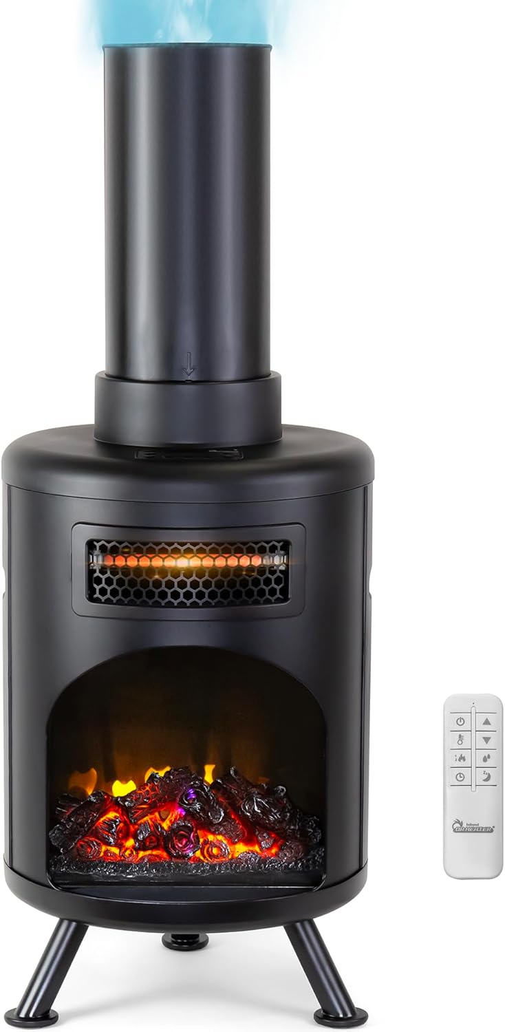 DR. INFRARED HEATER DR-991 Portable Electric Fireplace Space Heater w/Humidifier & Remote, Infrared Heat, 3D Flame Effect, Timer, Quiet, 1500W, ETL Listed, Freestanding, LED Display. Not Tested
