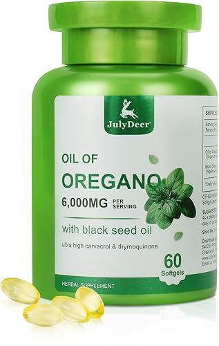 Aceite de orégano con aceite de semilla negra, suplemento de aceite de orégano vegano 2 en 1 Nature con carvacrol vivo de alta concentración y