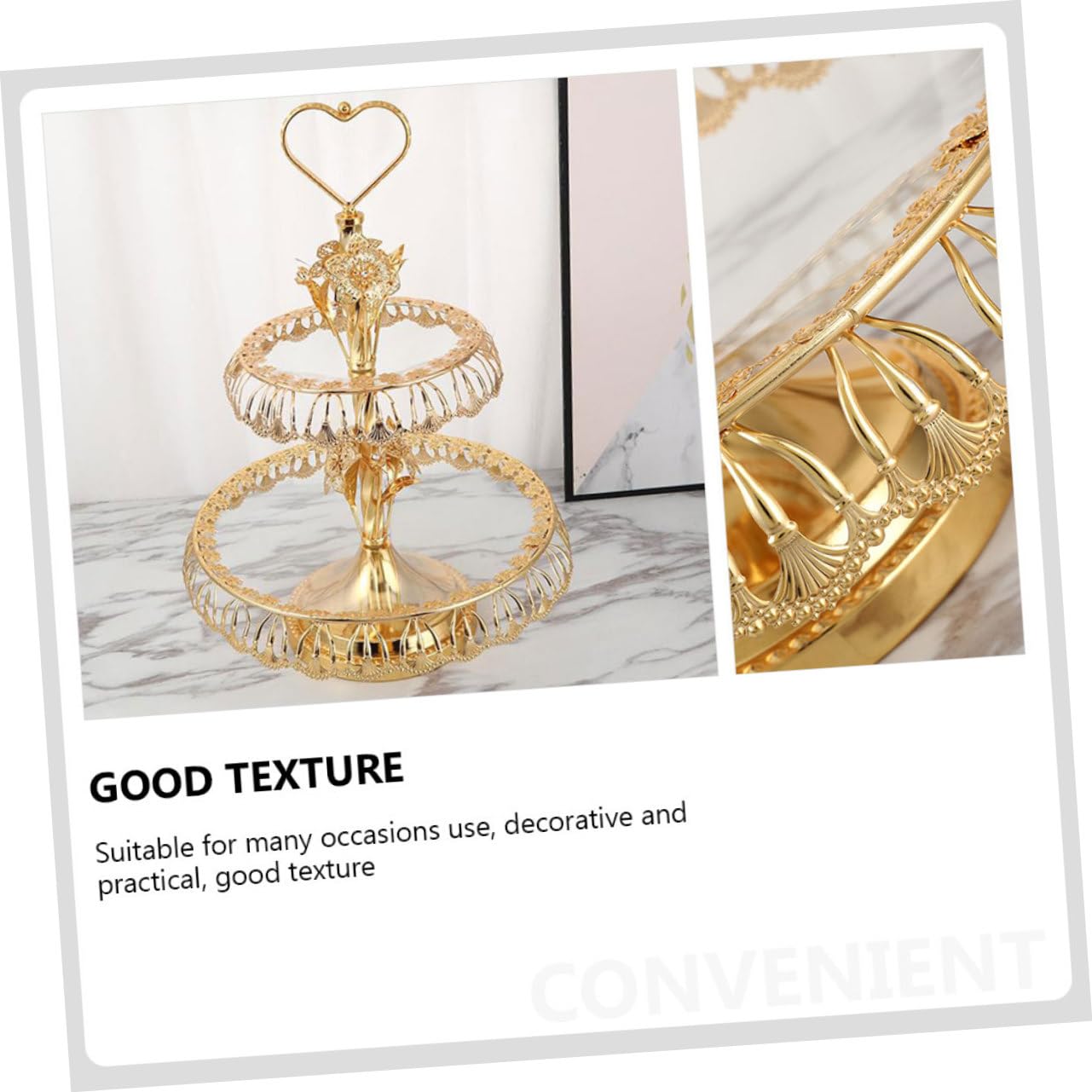 SOLUSTRE European Style Two Fruit Serving Plate Elegant Dessert Display Stand for Home Decor Cake Tray for Parties and Gatherings Construction