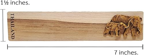 Vista 18 de WitnyStore Marcapáginas de madera tallada de 7 pulgadas de largo, elefante para papá y bebé, hecho a mano, accesorio de artesanía de madera único