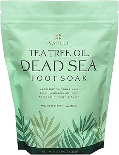 Yareli Tea Tree Oil Foot Soak, Dead Sea Magnesium Bath Salt Flakes with Essential Oils, 3lb