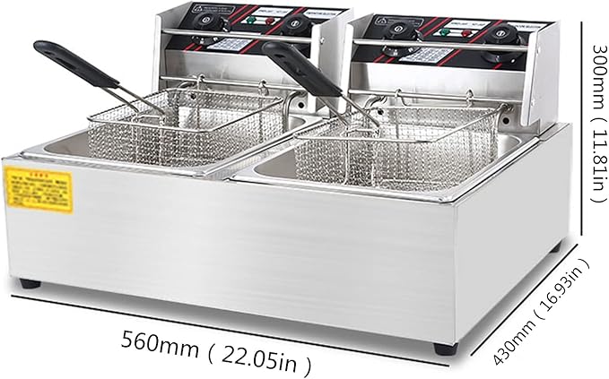 Freidora Eléctrica Doble Canasta 12L Acero Inoxidable Temperatura Constante miniatura 2