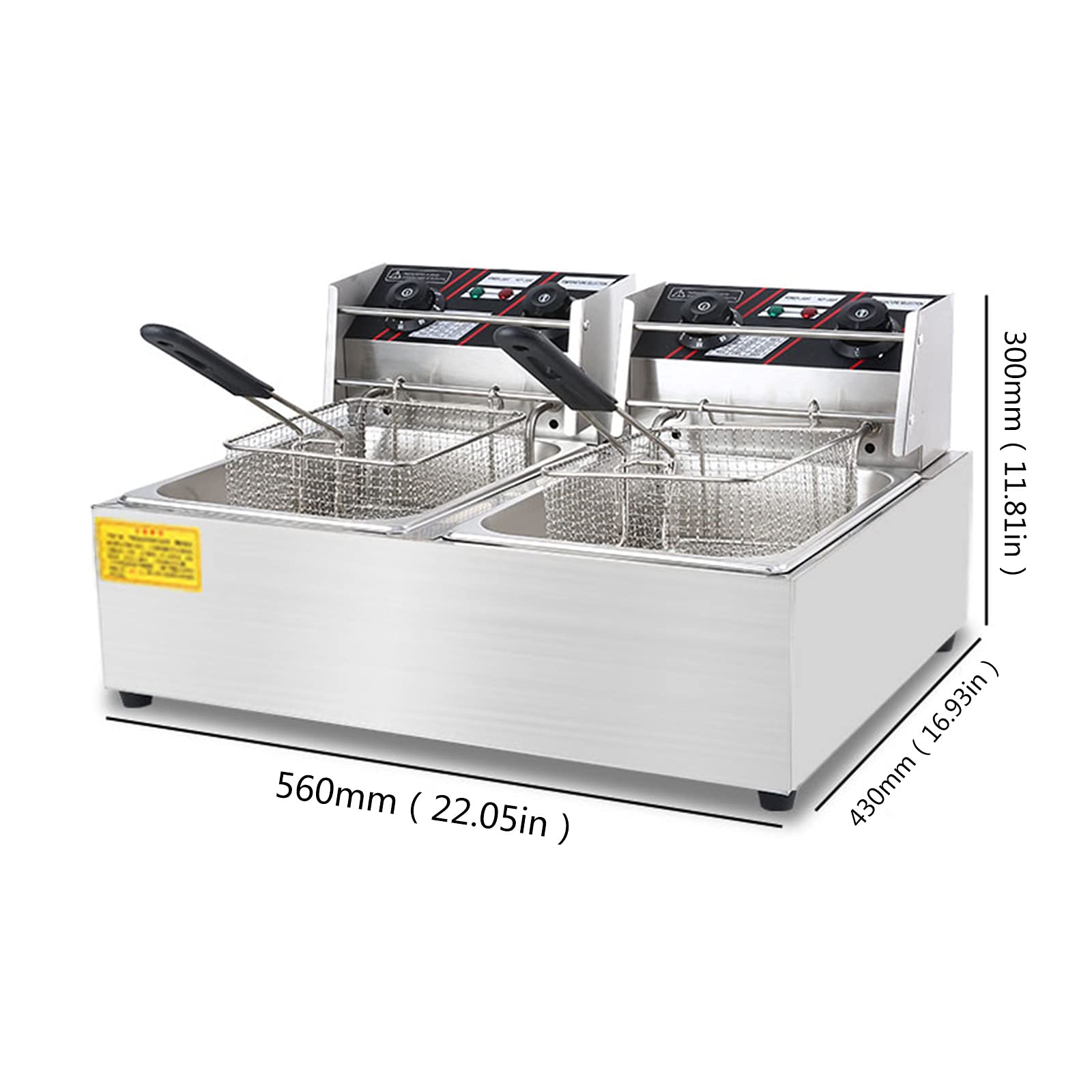 Friggitrice professionale a doppio cestello, grande, in acciaio inox, da banco, 2 cestelli, friggitrice intelligente a temperatura costante, friggitrice francese per uso domestico e commerciale, ros