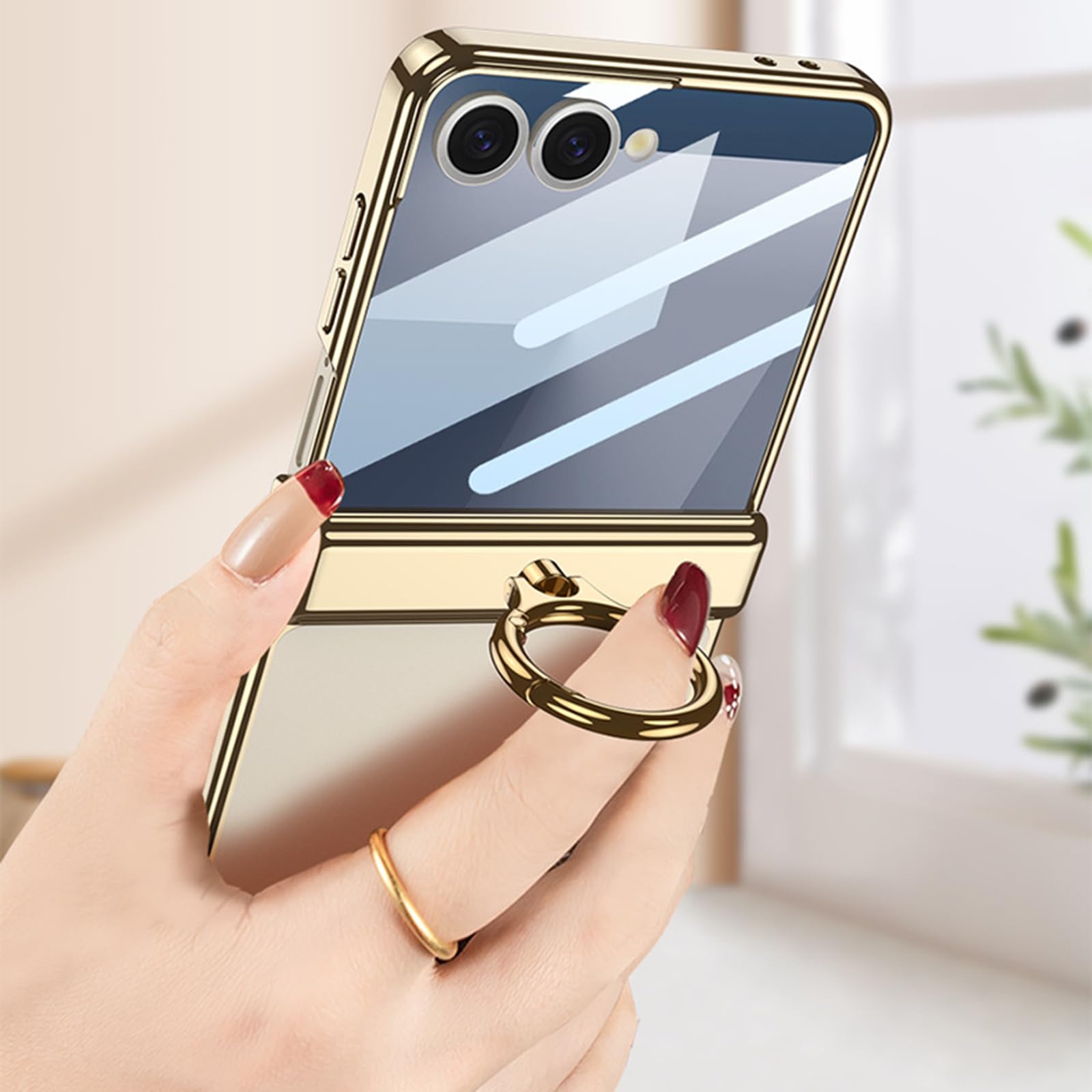 Sottile Custodia per Samsung Galaxy Z Flip 8, Lusso Placcatura Trasparente