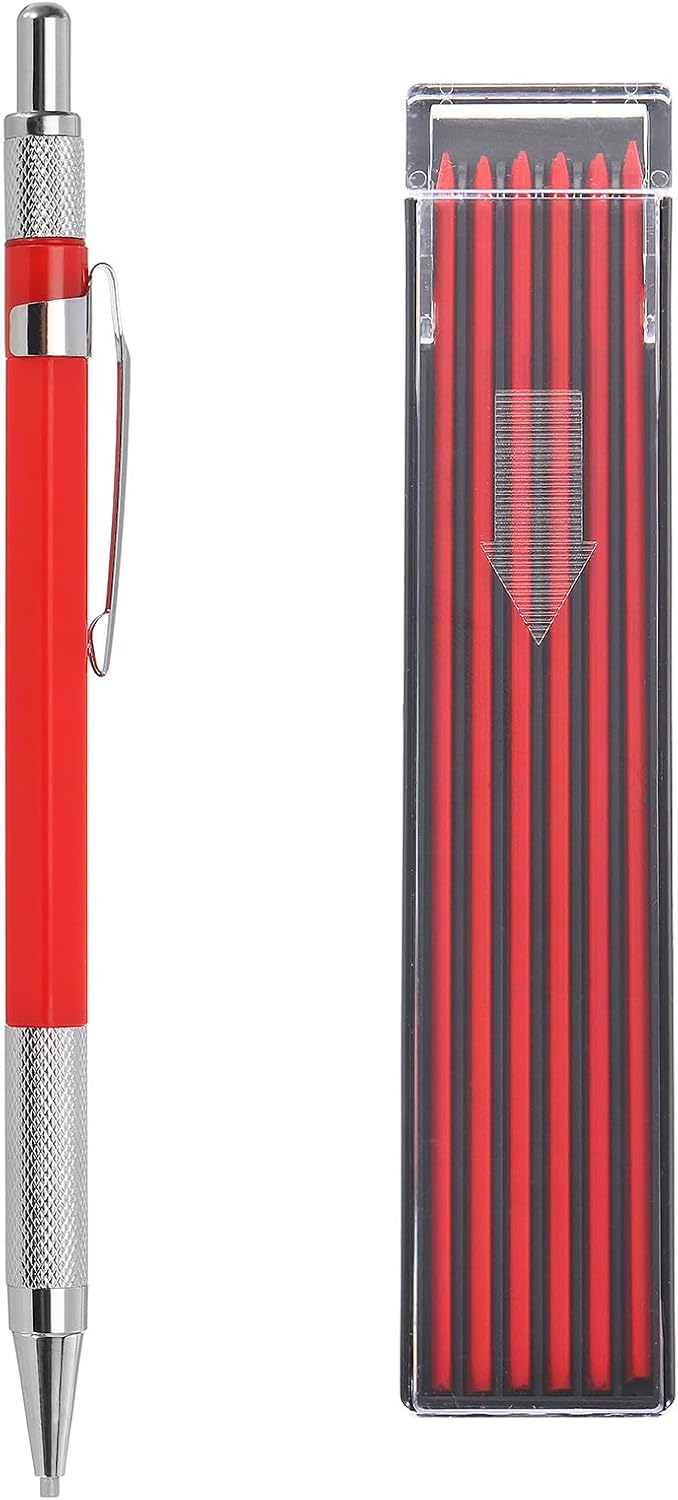 PATIKIL Mechanical Pencil with 12Pcs Multicolor Refills, Write Smoothly Portable Pencil with Built-in Sharpener for Drafting Painting Designing, Red