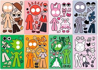 スプランキー シール ステッカー 顔入れ替え 子供 かわいい キャラクター グッズ DIY 飾り 手帳 暇つぶし 知育玩具 (マルチカラーD(8枚入り)) [並行輸入品]