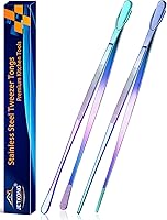 Vista 22 de JETKONG 2 pinzas finas de acero inoxidable de 16 pulgadas extra largas, pinzas de cocina largas para cocinar (arcoíris)