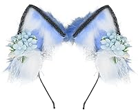 Vista 12 de VIGVAN KYC Orejas de animales Kawaii de peluche con orejas de gato para el cabello, tocado para Halloween o cosplay