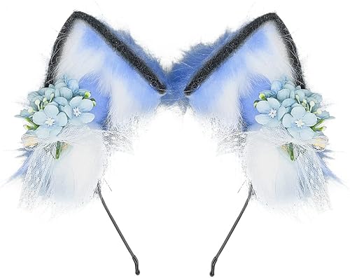 KYC Orejas de animales Kawaii de peluche con orejas de gato para el cabello, tocado para Halloween o cosplay