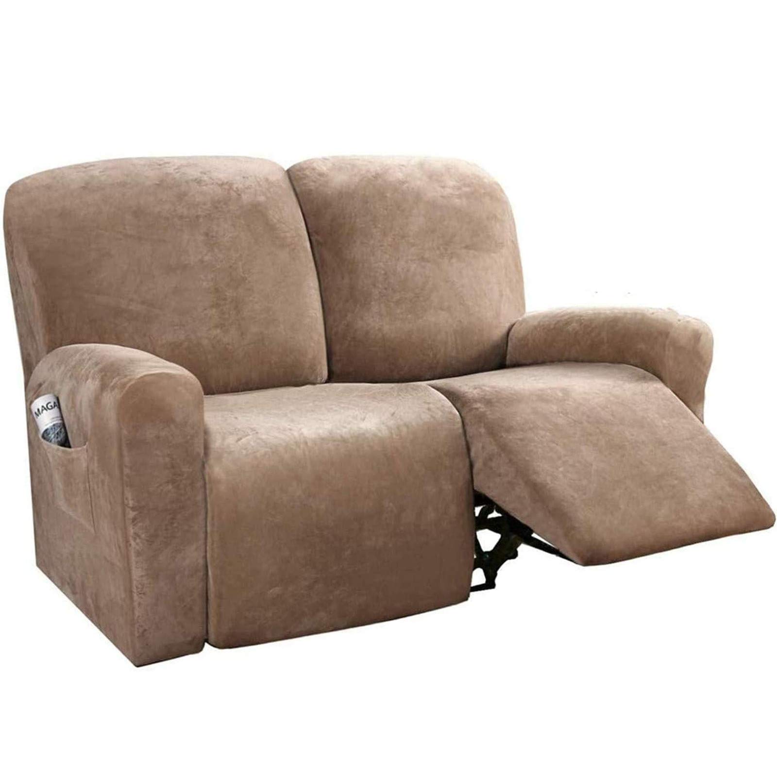 GYHH Velvet Sofa Slipcovers Spandex Plush Furnitue Cover Deluxe Lounge Cover,High Stretch Furniture Protector Cover for Recliner Set 6-pieces