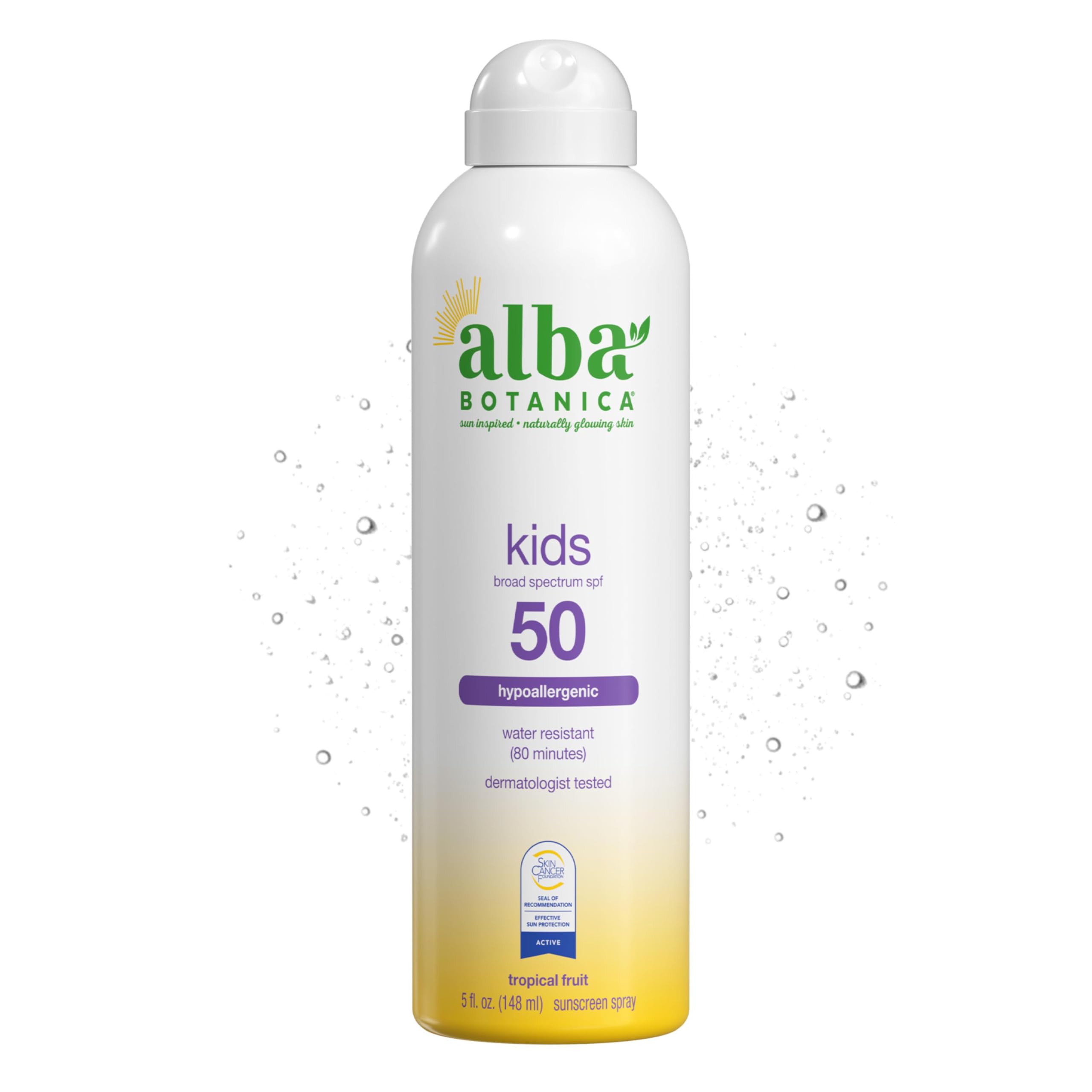 Alba Botanica Kids Sunscreen Spray, SPF 50, Tropical Fruit, 5 Oz .