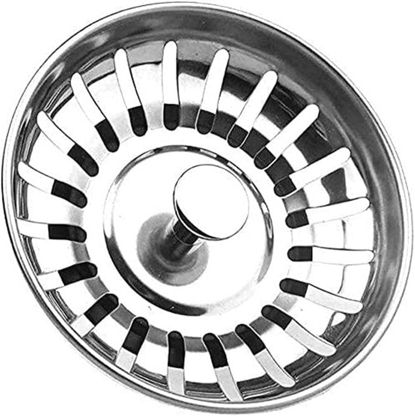 Kitchen Sink Plug Strainer, Stainless Steel Strainers, Sink Strainer Plugs Replacement for Kitchen Bathroom Bowl Use Bad Smells Food Hair Catcher Filter Stopper, 80mm Sinks Hole Diameter (84mm)