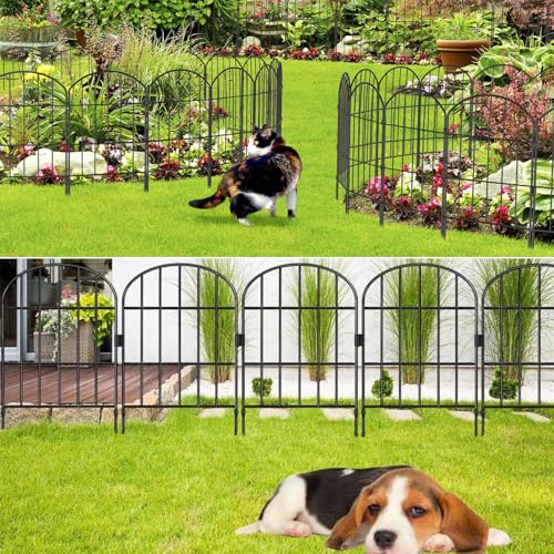 MOOTACO 25 Stück Gartenzaun, Metall Zaunelemente, Dekorativer Gartenzaun, Metallzaun, Zaun für Hunde (825CM(L) X 60CM(H))