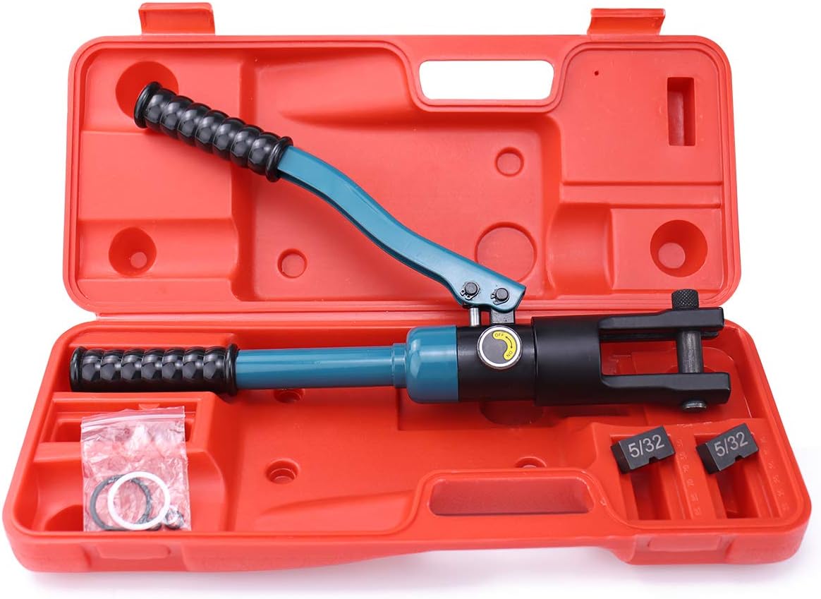 Buу 1 gеt 1 Muzata 60ton Upgraded Custom Hydraulic Hand Crimper Tool for 5/32" Stainless Steel Cable Railing Kit Hardware Wire Rope Swaging 1Pair Dies CT01, CT1