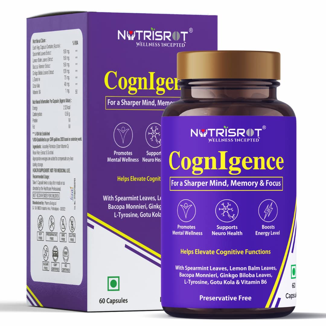See full amazon price history chart for NUTRISROT̖ CognIgence Herbal Supplement for Sharper Mind, Brain, Memory & Focus with Brahmi, Ginkgo Biloba, Gotu Kola & Lemon Balm | Helps Relieve Stress, Anxiety & Boosts Mood | Men & Women (60 veg caps) NUTRISROT̖ CognIgence Herbal Supplement for Sharper Mind, Brain, Memory & Focus with Brahmi, Ginkgo Biloba, Gotu Kola & Lemon Balm | Helps Relieve Stress, Anxiety & Boosts Mood | Men & Women (60 veg caps) (B09SHJMLDP) Amazon Price History, Amazon Price Tracker