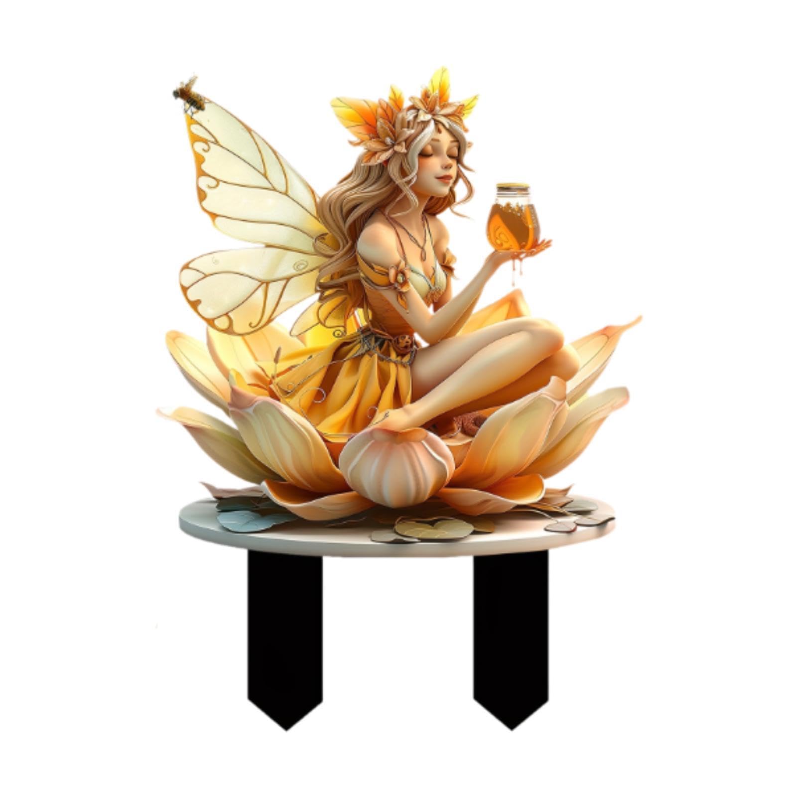 Garden Lotus Fairy Stake Decorative Yard Sign Stake for Pathway Yard Outdoor-image-15