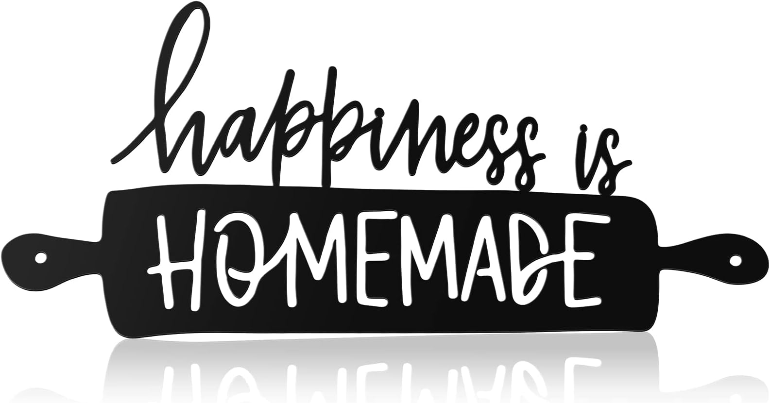 Funrous Kitchen Wall Art Decor Happiness Is Homemade Metal Sign Black Rustic Farmhouse Kitchen Decor Hanging Decorative Signs and Plaques for Home Dining Garden Room 13.8 x 6.3 Inch