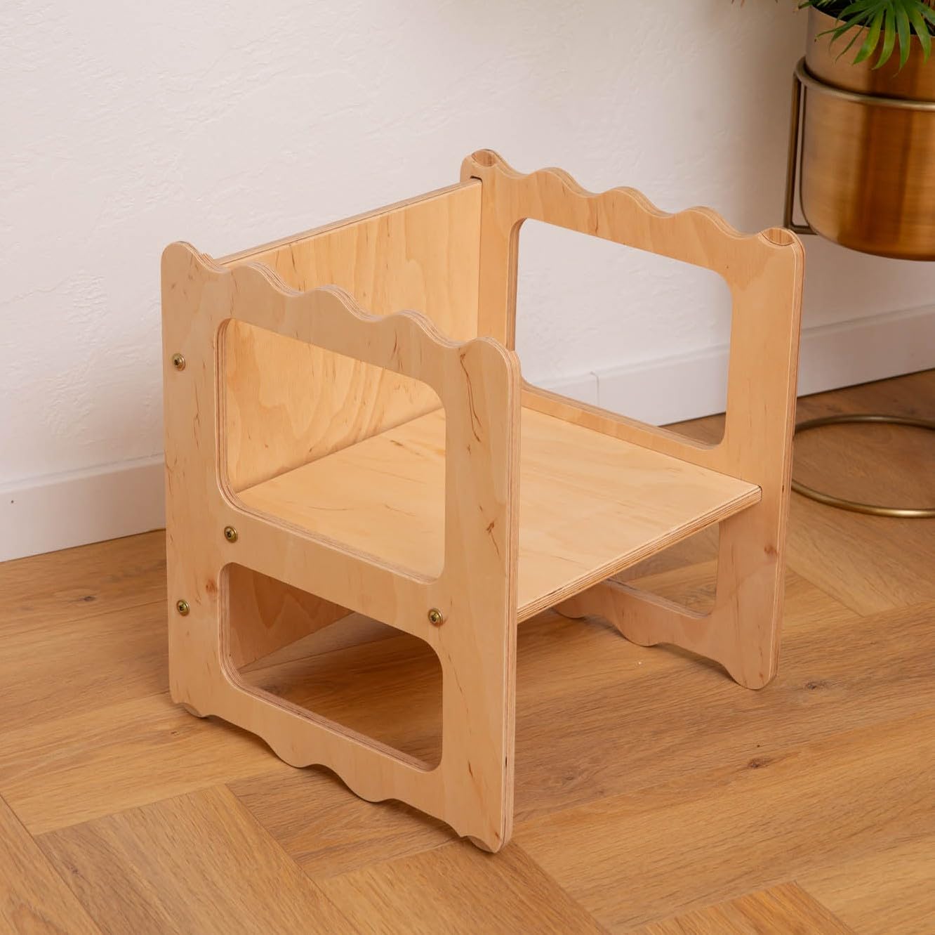 LATRANS Tabouret réversible pour enfants - Chaise avec 3 hauteurs d'assise - Tabouret multifonction en bois pour bébé (1)