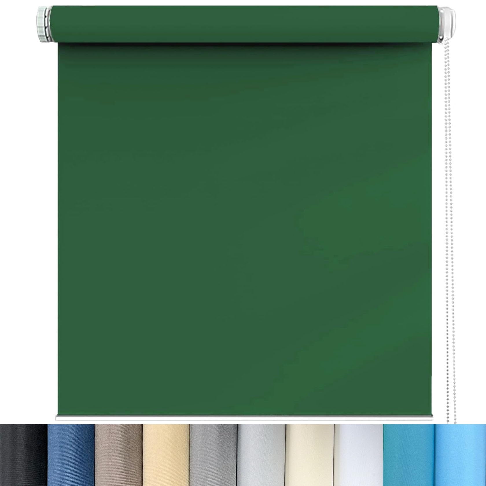 Fensterrollo innen Ohne Bohren Klemmfix 100 x 200 cm Hitzeschutz und Sichtschutz, Gardinen Jalousie mit Verstellbarer Kette für Türen und Fenster, 墨绿色