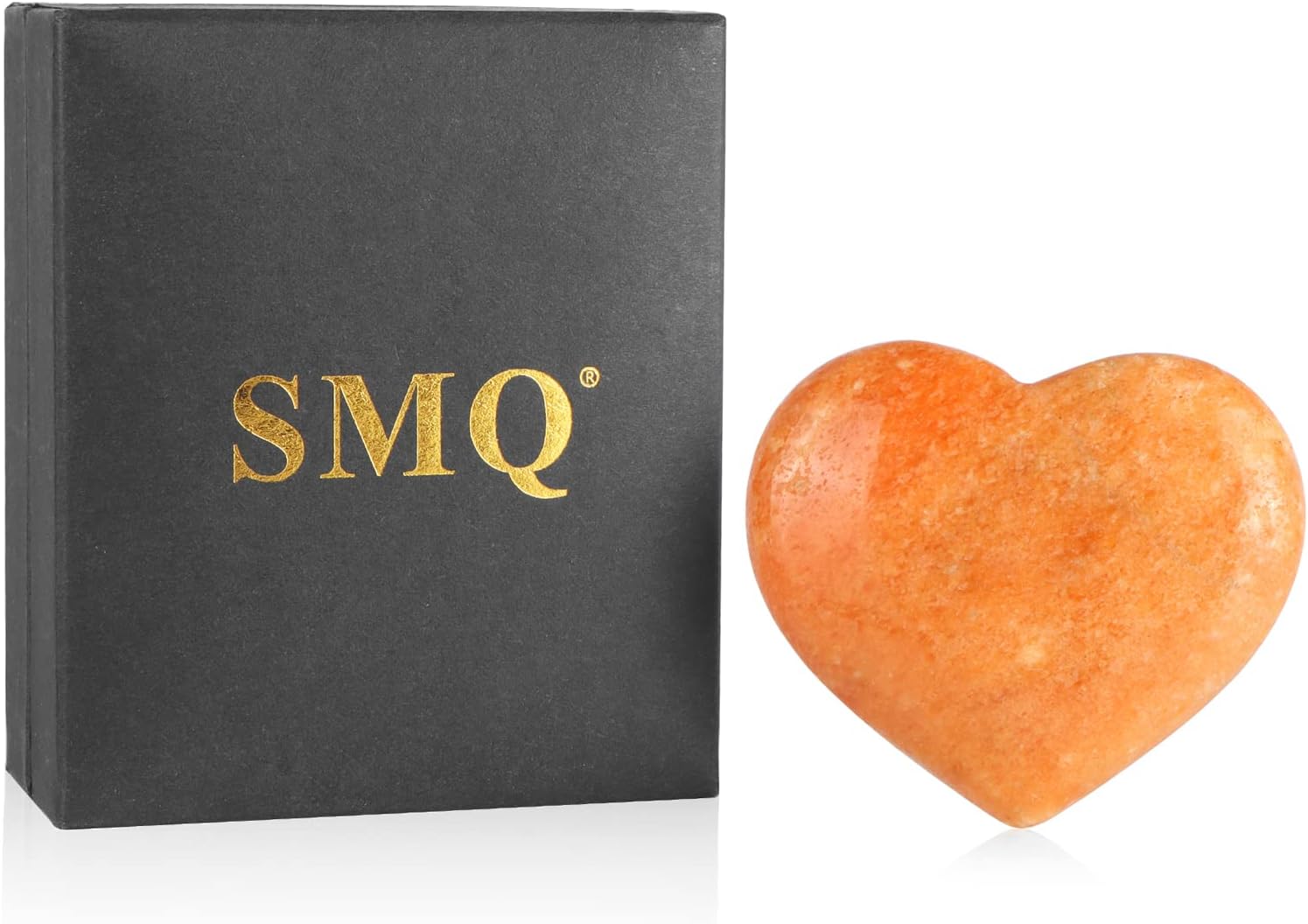 SMQ 60mm Orange Calcite Crystal Heart Shaped Worry Stone Hand Carved Polished Gemstone Pocket Palm Chakra Stones for Reiki Healing Meditation Valentines Anniversary Day Gifts - Image 8