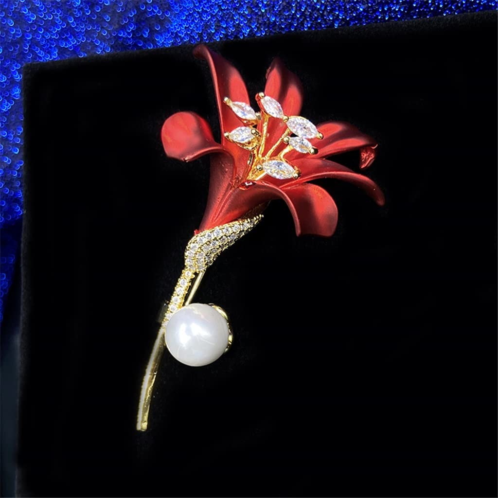 Rote Blume Brosche Elegante Weibliche Pin Anzug Zubehör Design Sinn Corsage Pin Schmuck