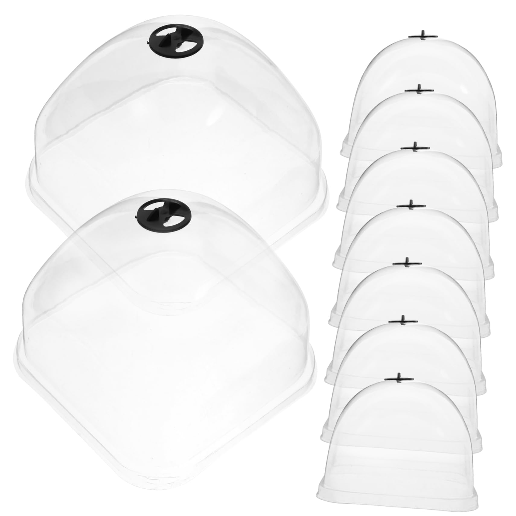 VICASKY 10Pcs Transparent Plant Humidity Dome Frost Protection Cover with Air Vent for Garden Plants Lightweight and Durable for Winter Plant Monitoring