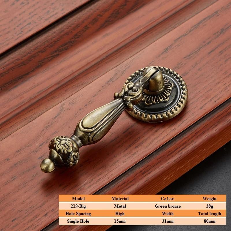 1PC European Antique Door Handle Drawer Zinc Alloy Simple Wardrobe Furniture Accessories Ancient Green Cabinet(219-big)