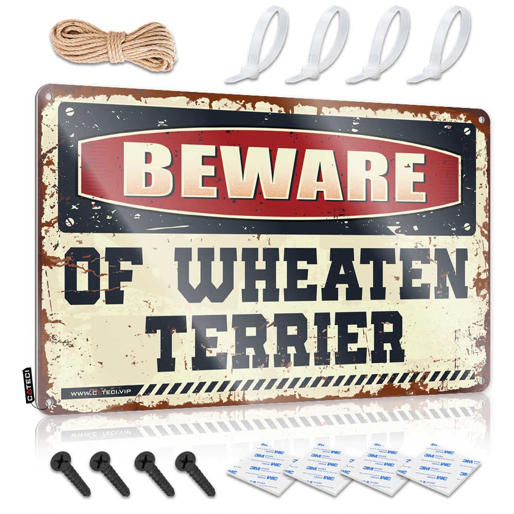 IBWNBBUSN Bar Mirrors For Man Cave Beware Of Wheaten Terrier Sign Funny Street Signs Man Cave Accessories And Decor(30X40CM)