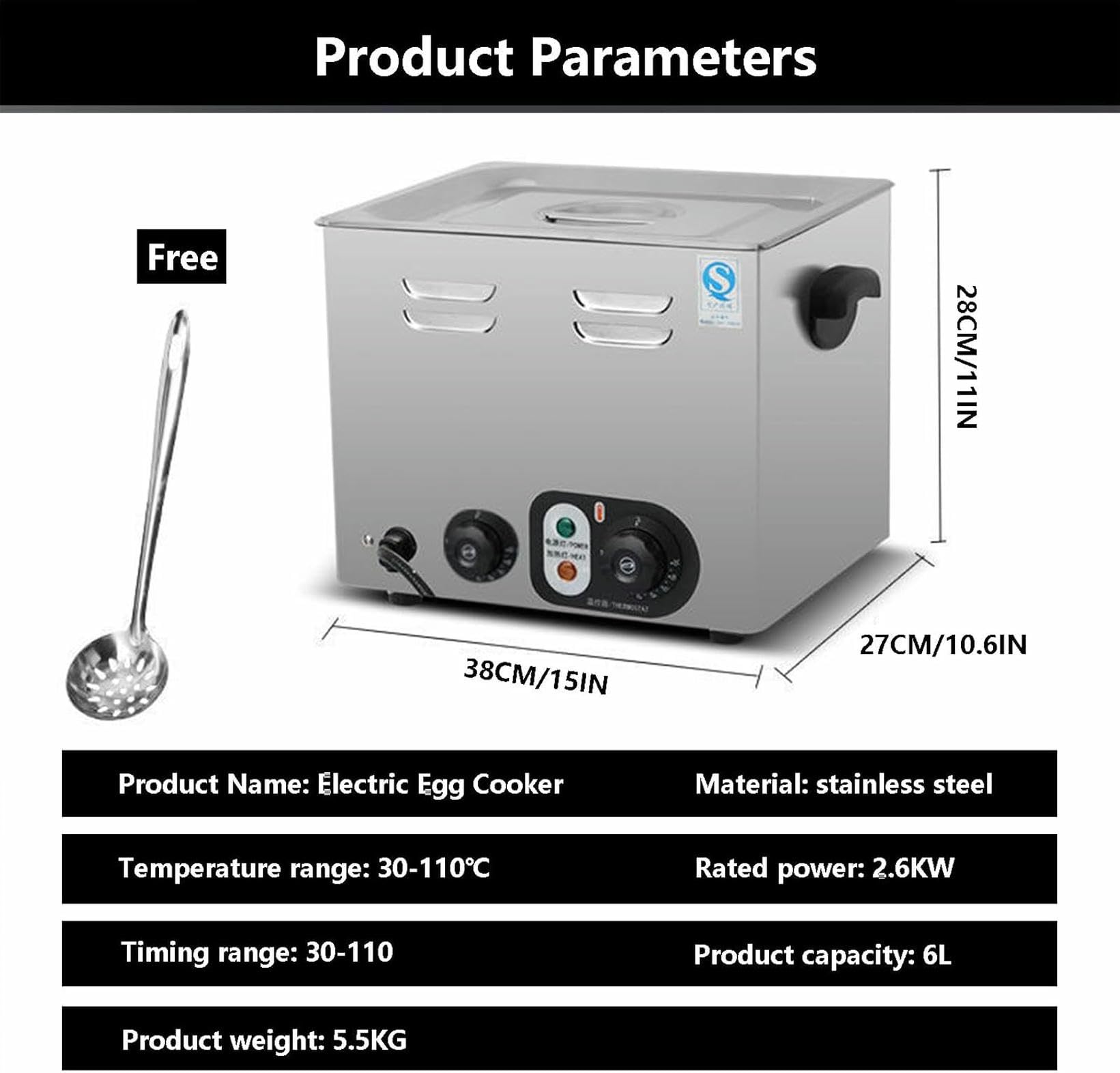 Macchina automatica per cuocere le uova 2.6KW Cuocitore elettrico per uova/Macchina professionale per cuocere le uova in camicia con luce riscaldante/60 uova Cuocitore per uova Hot Spring di grande
