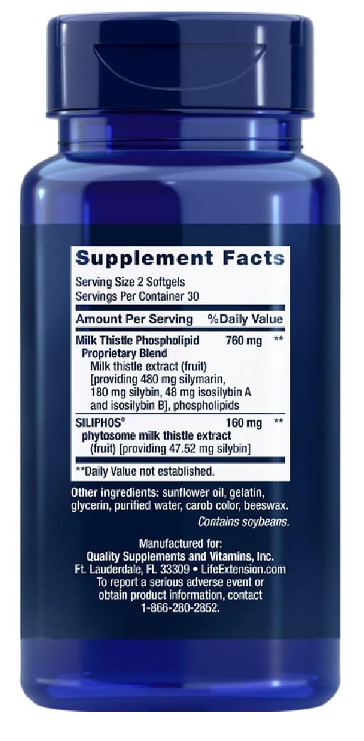 Life Extension - Advanced Milk Thistle | Unterstützung für die Lebergesundheit mit patentierter Formel zur verbesserten Absorption - 60 Softgels