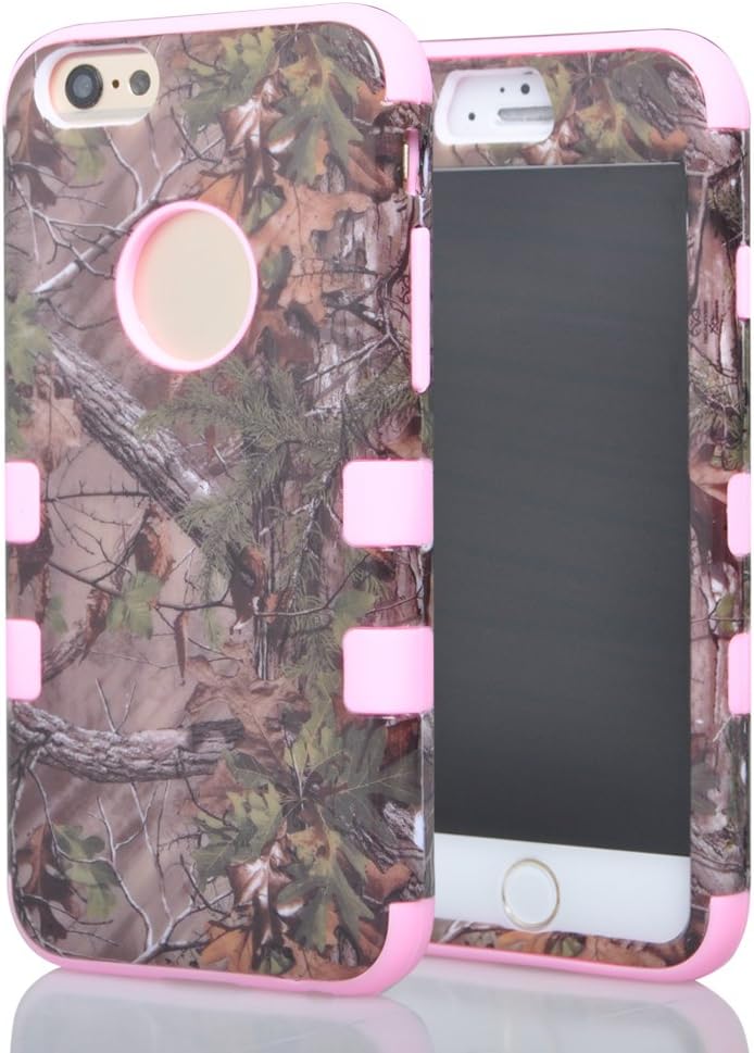 Brown Twig 3 in 1 Triple Layer Heavy Duty Hybrid Tree Branch Combo Rubber Hard Case Cover for Apple iPhone 6 (pink)
