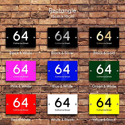 Personalised House Sign, Laser Cut, Custom Engraved Front Door Acrylic Number Plaque (15x10 Rectangle)